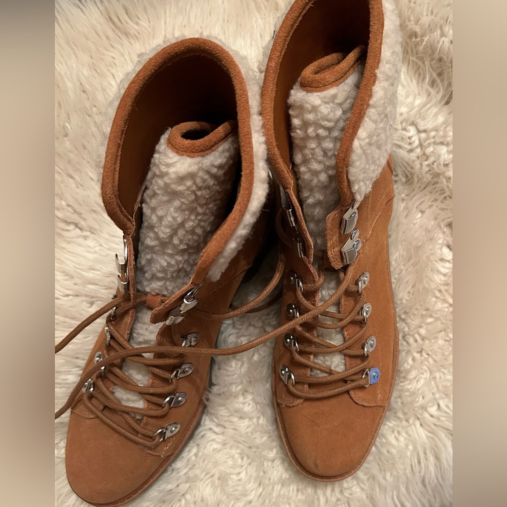 Side and Sherpa lace-up hiking boots.